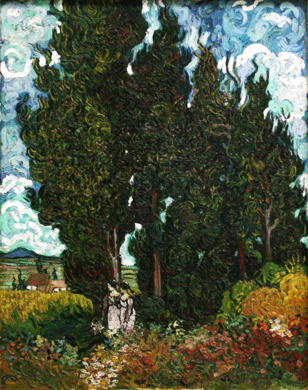 Cipressen met twee figuren door Vincent van Gogh