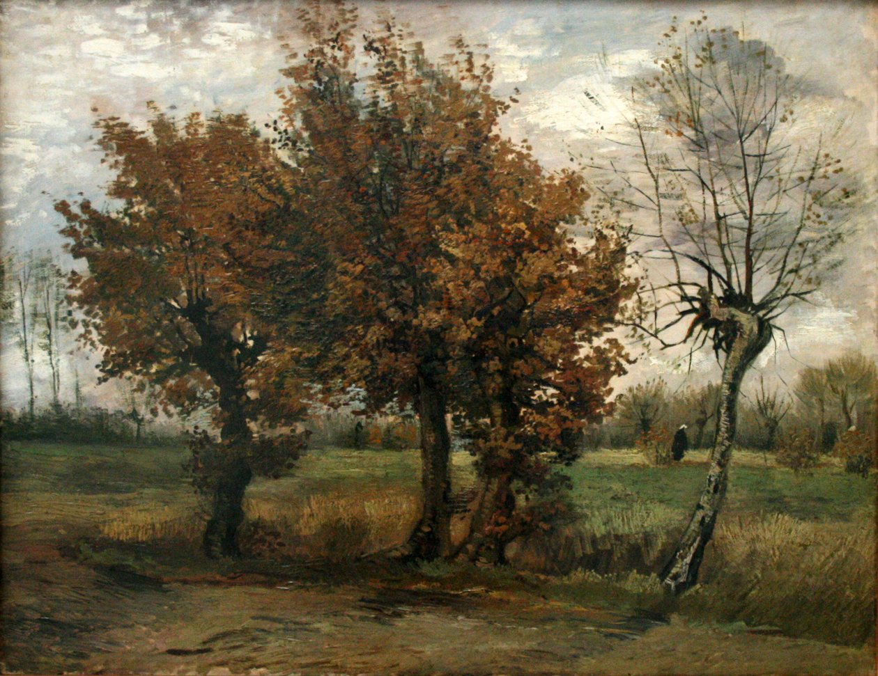 Herfstlandschap met vier bomen door Vincent van Gogh