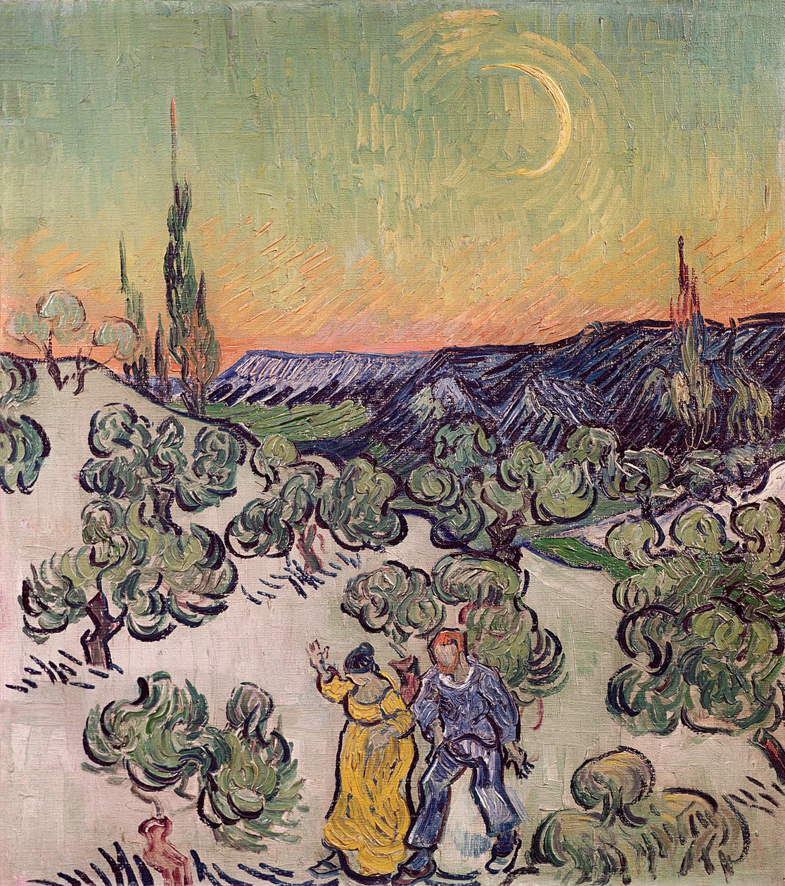 Maanverlicht landschap, 1889 door Vincent van Gogh