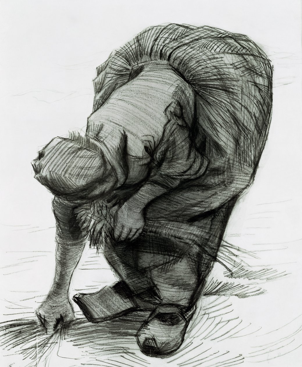 Boerin die graan verzamelt, 1885 door Vincent van Gogh