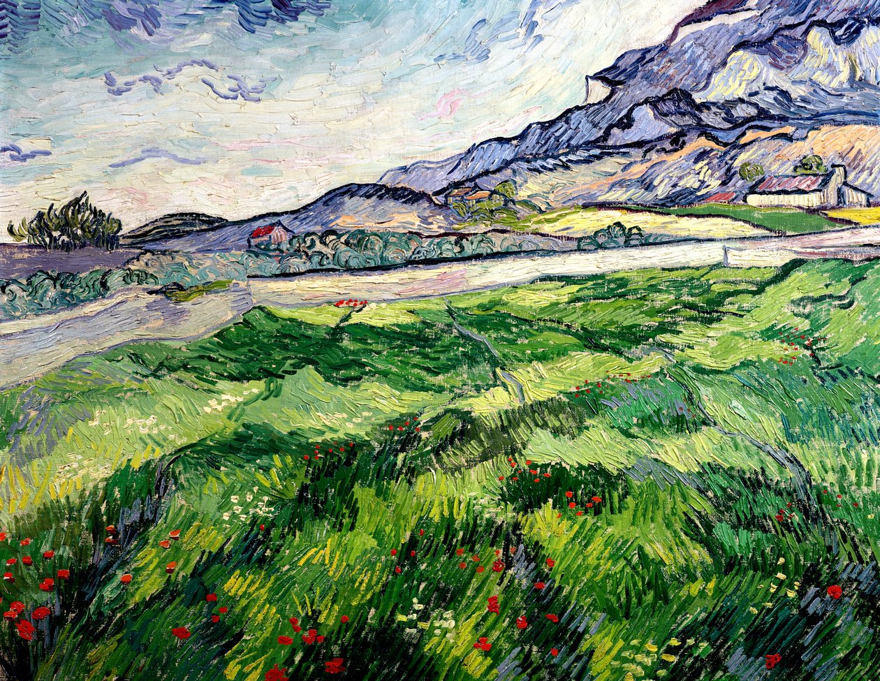Het groene korenveld achter het asiel, 1889 door Vincent van Gogh