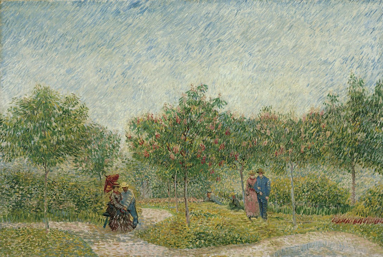 Tuin in Montmartre met geliefden door Vincent van Gogh