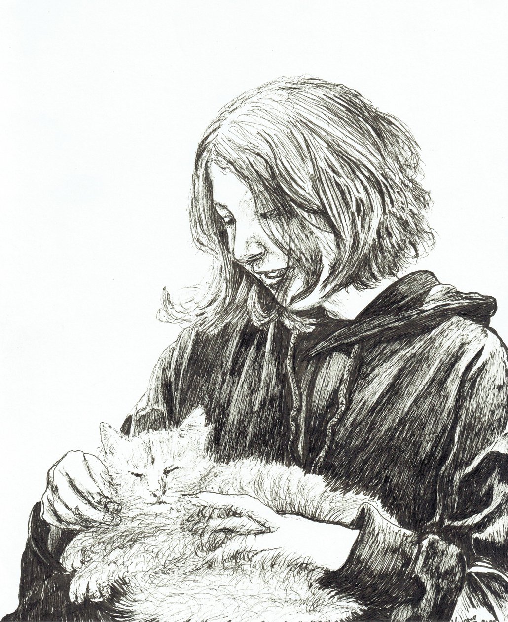 Meisje en kat, 2022 door Vincent Alexander Booth