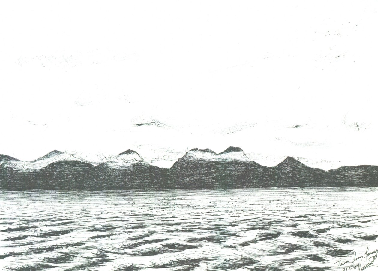 Jura scène vanaf veerboot, 2005 door Vincent Alexander Booth