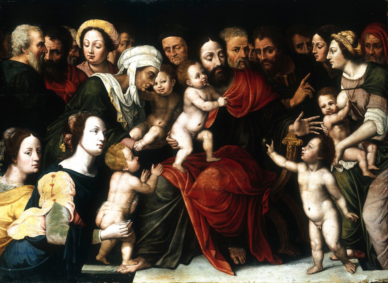 Jezus met de kleine kinderen door Vincent Sellaer