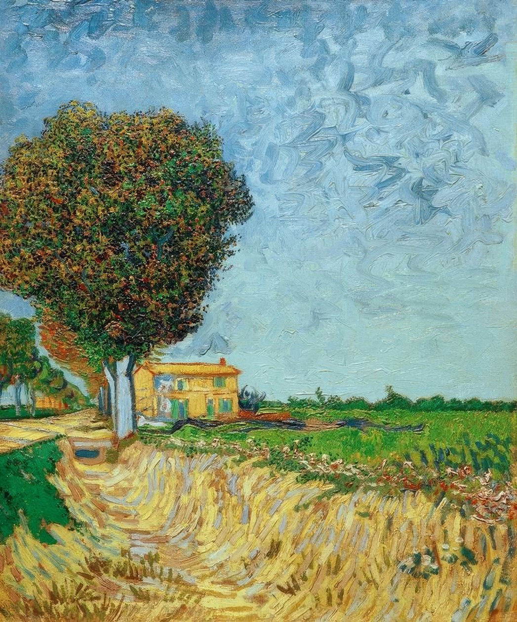 Laan bij Arles met huizen door Vincent van Gogh