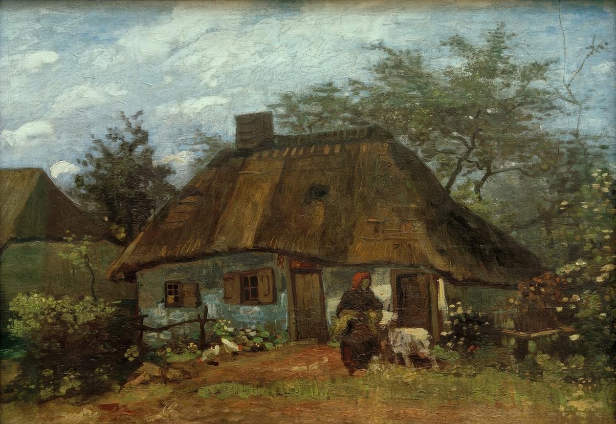 Boerderij en Vrouw met Geit door Vincent van Gogh