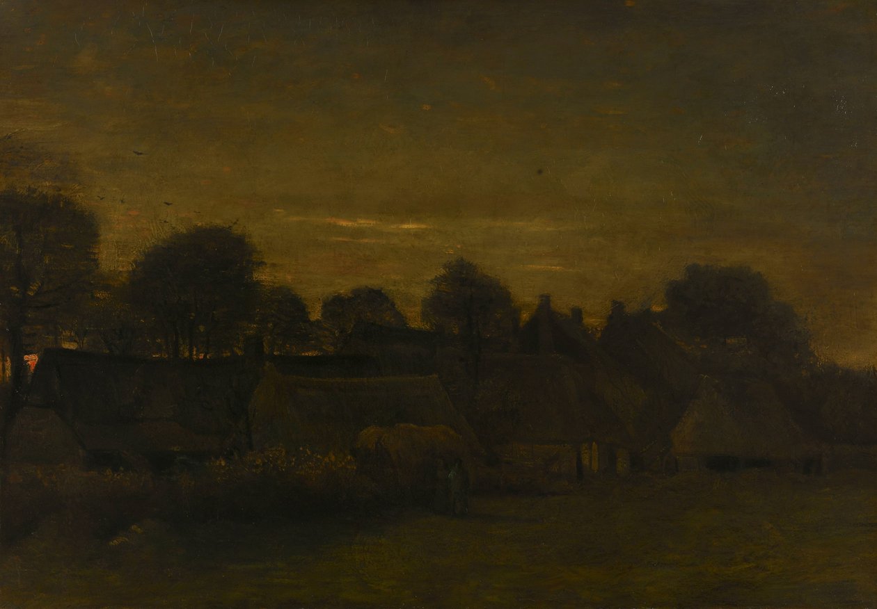 Boerendorp bij Schemering door Vincent van Gogh