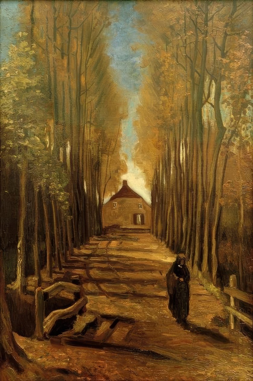 Populierenlaan in de herfst door Vincent van Gogh