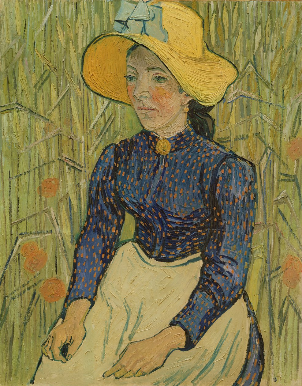 Boerenmeisje met strohoed, 1890 door Vincent van Gogh