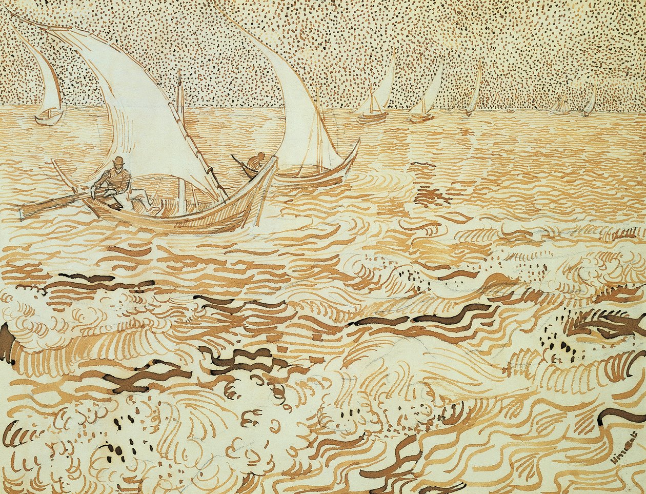 Zeegezicht bij Saintes-Maries-de-la-Mer door Vincent van Gogh