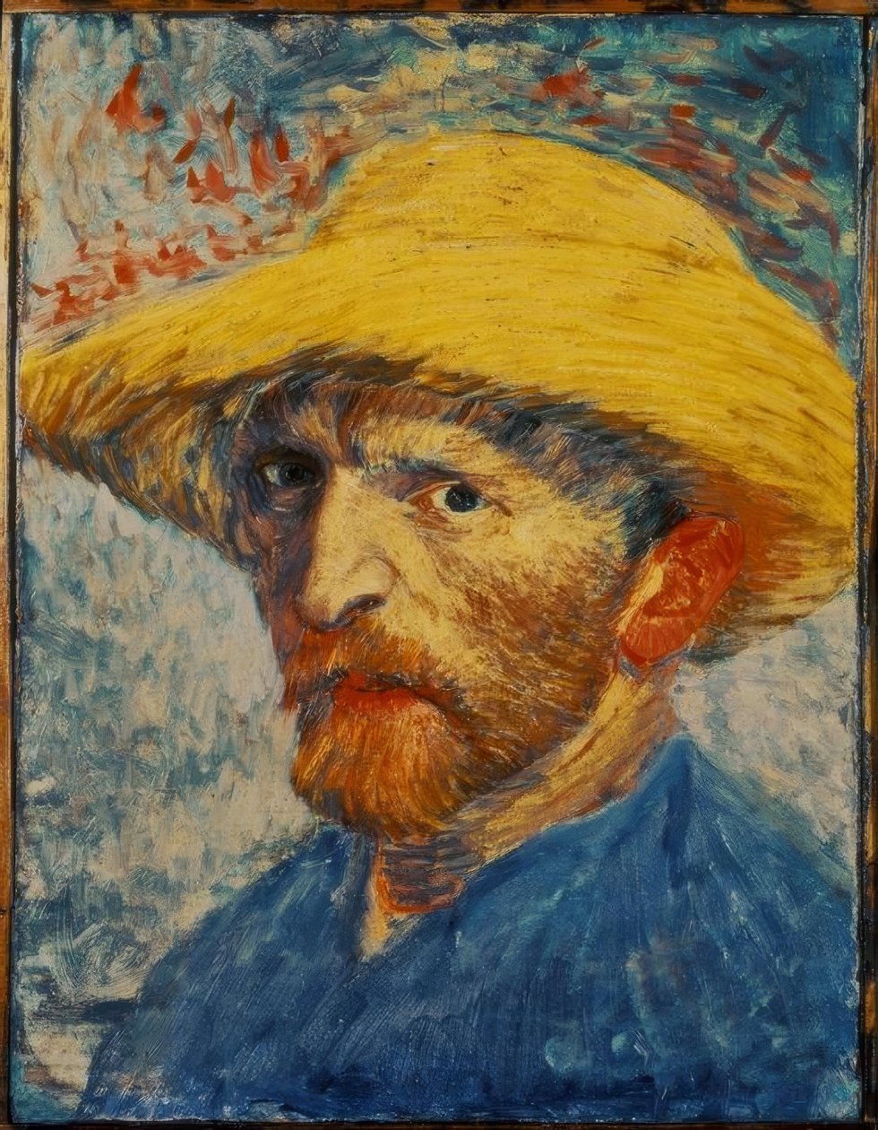 Zelfportret met gele strohoed door Vincent van Gogh