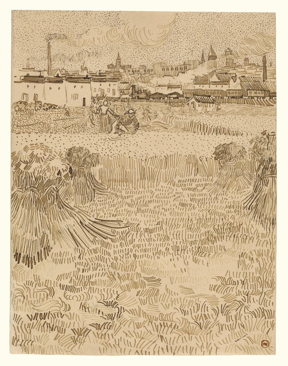 Uitzicht vanaf de korenvelden door Vincent van Gogh