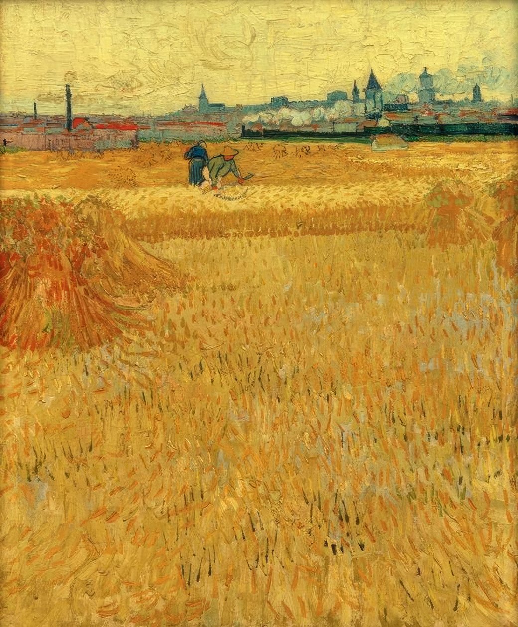 Korenveld met uitzicht op Arles door Vincent van Gogh
