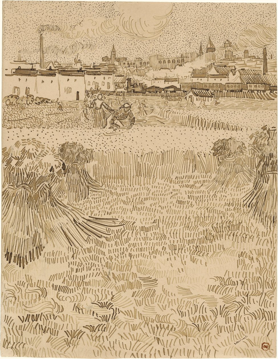 Arles. Uitzicht vanaf de korenvelden (1888) door Vincent van Gogh