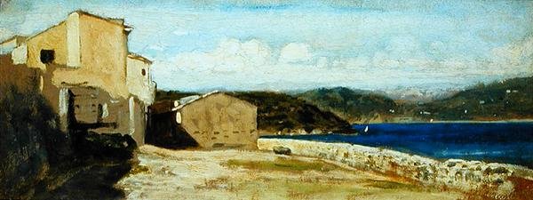 Huizen in Lerici door Vincenzo Cabianca