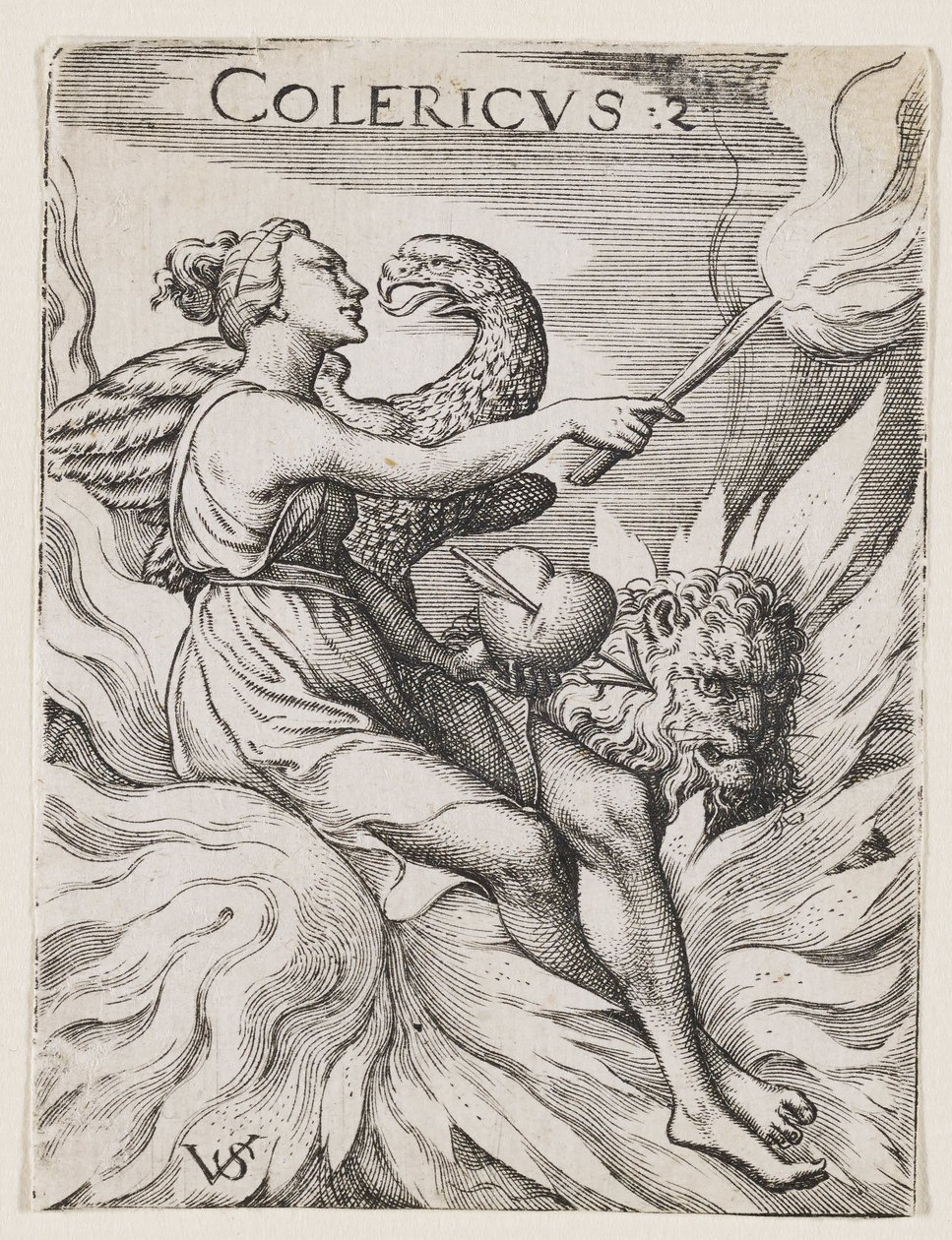 Cholerisch Temperament, c.1530-62 (gravure) door Virgilius the elder Solis