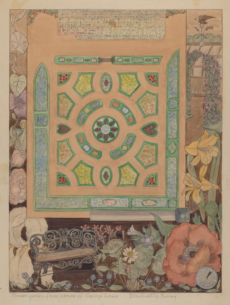 Bloementuin - Lewis Estate, ca. 1936 door Virginia Richards