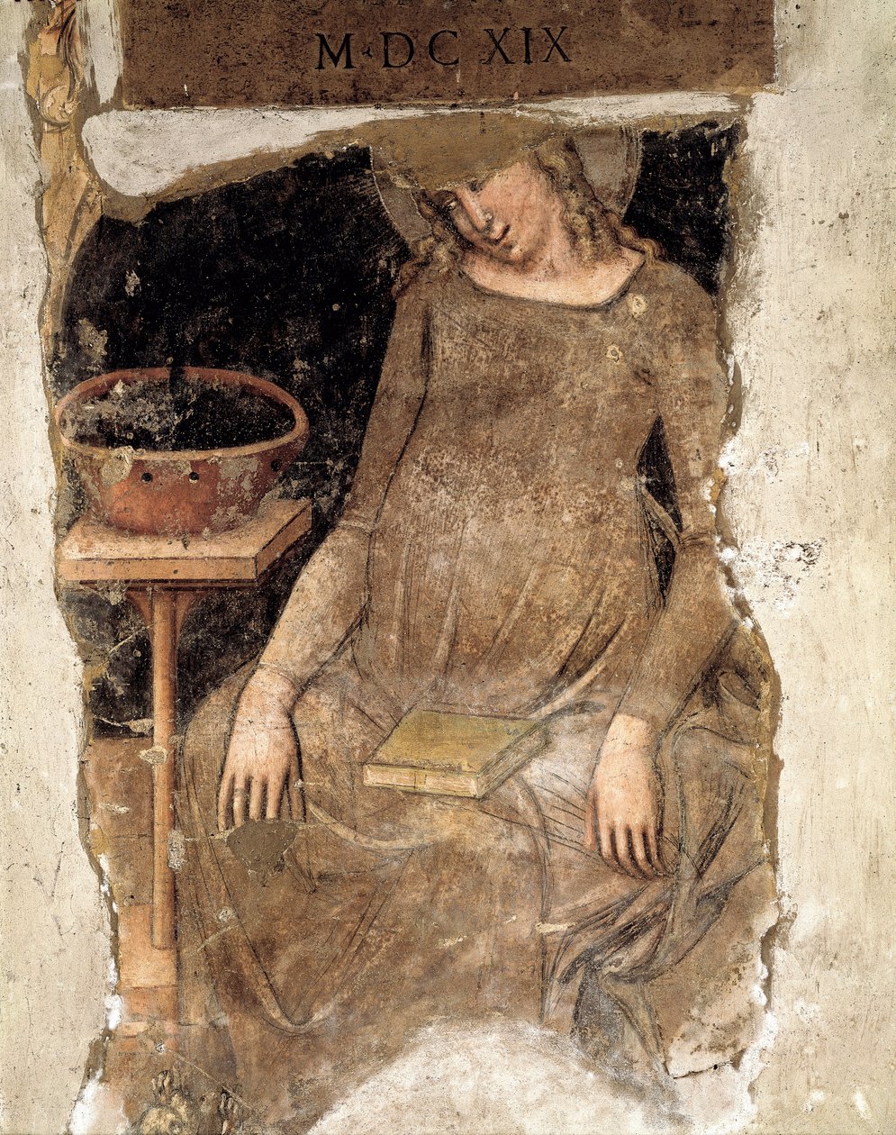 Zwangere Maagd, fragment (fresco) door Vitale da Bologna
