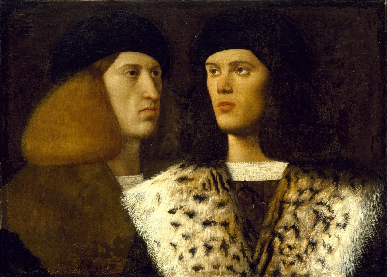 Portret van Twee Jonge Mannen door Vittore Belliniano