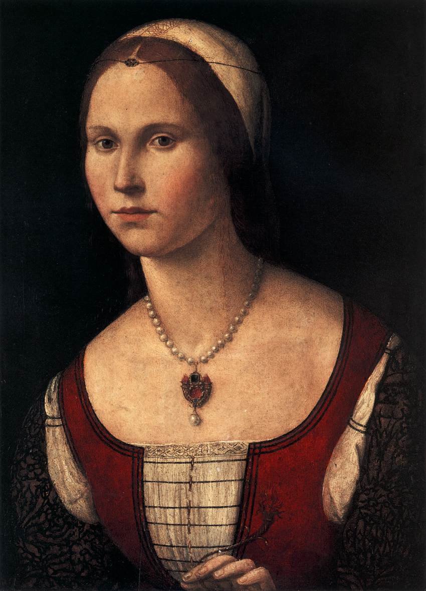 Portret van een jonge vrouw door Vittore Carpaccio
