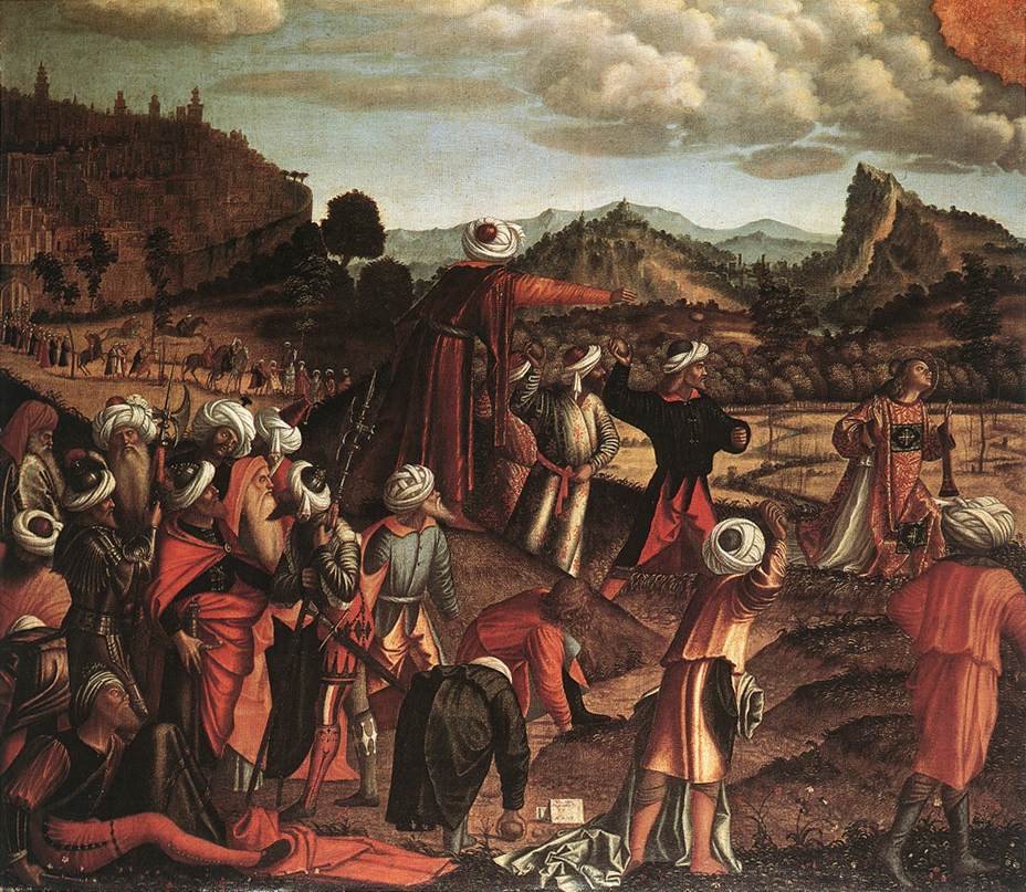 De steniging van Sint Stefanus door Vittore Carpaccio