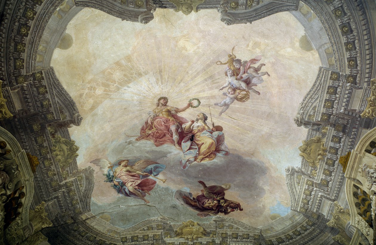 Apollo kroont schilderkunst door Vittorio Maria Bigari
