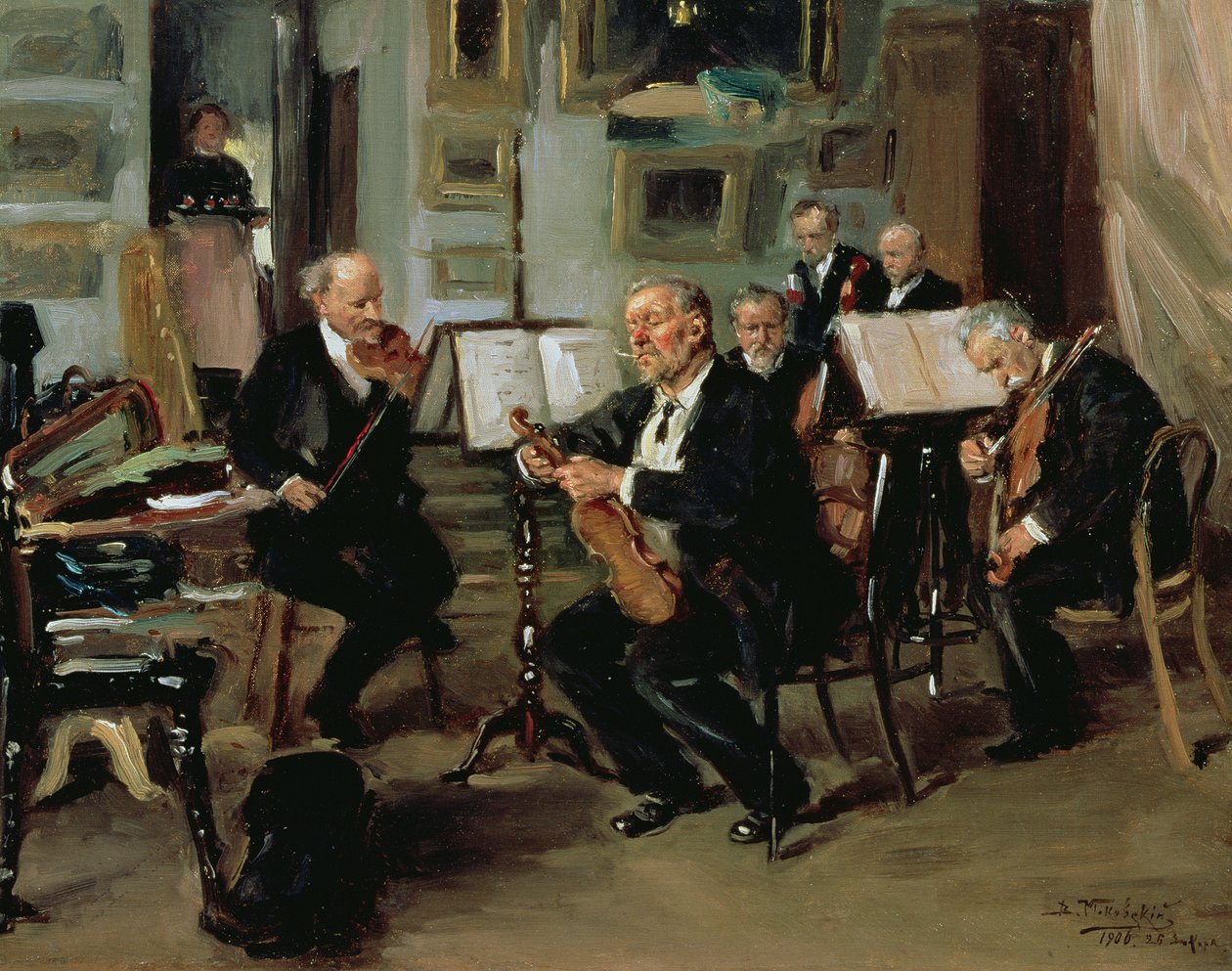 Muzikale Avond, 1906 door Vladimir Egorovic Makovsky