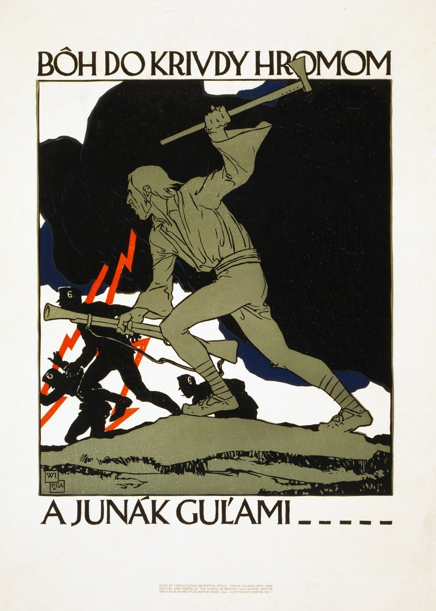 Wervingsposter voor het Tsjechoslowaakse leger, uitgegeven 1918 door Vojtch Preissig