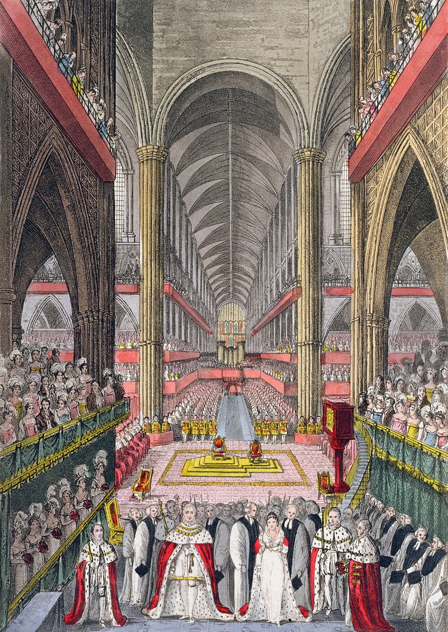 De kroning van Willem IV en Adelaide in Westminster Abbey in 1830, 1831 door W. Read