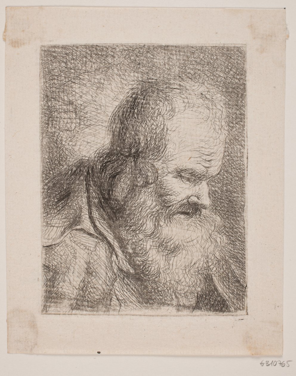 Baardige oude man, borstbeeld door W.A. Müller