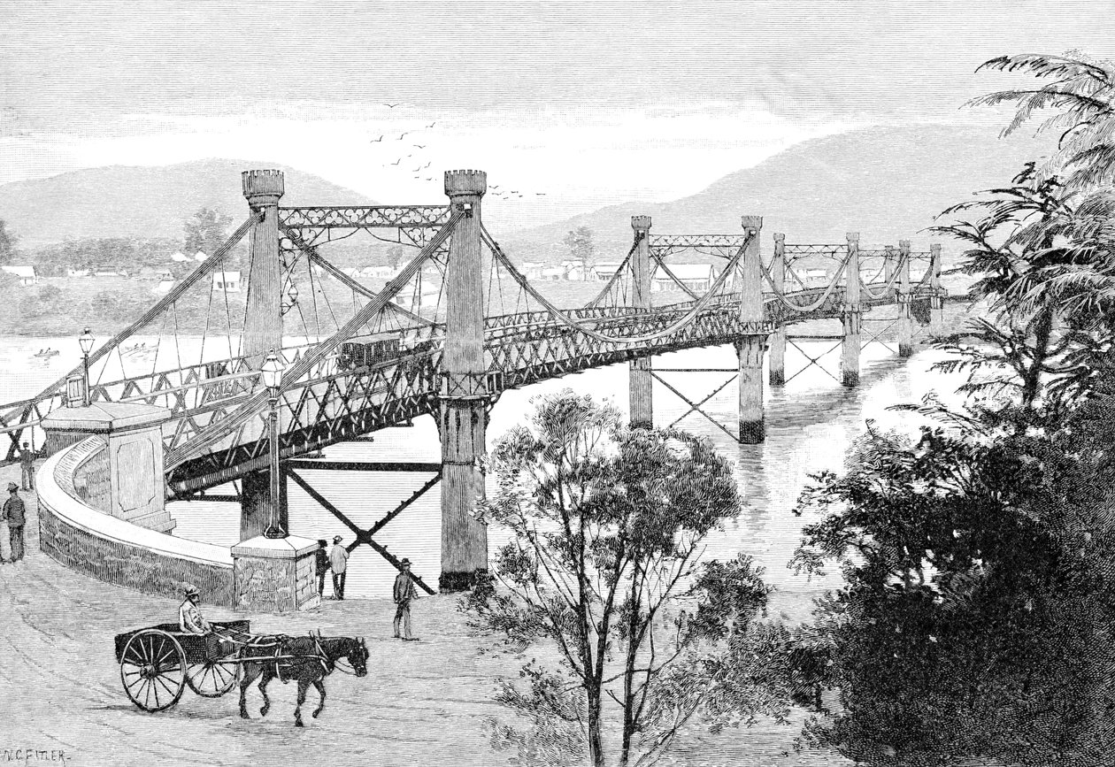 De Brug, Rockhampton, Queensland, Australië, 1886 door WC Fitler