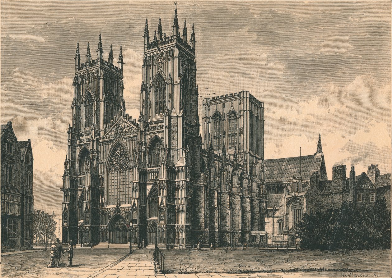 Uitzicht op York Minster, 19e eeuw door WI Mosses