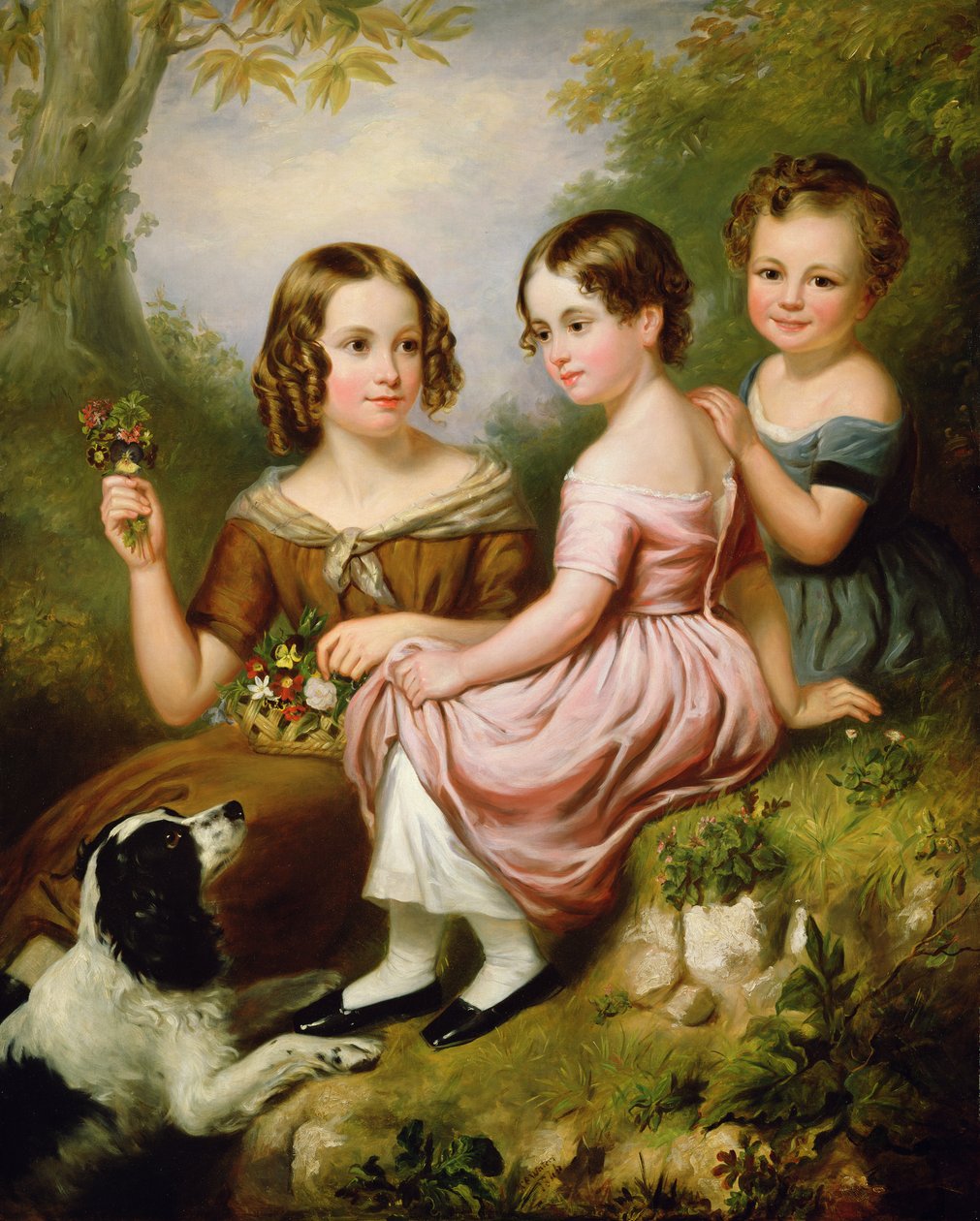 Portret van drie kinderen, 1846 door W.R. Waters