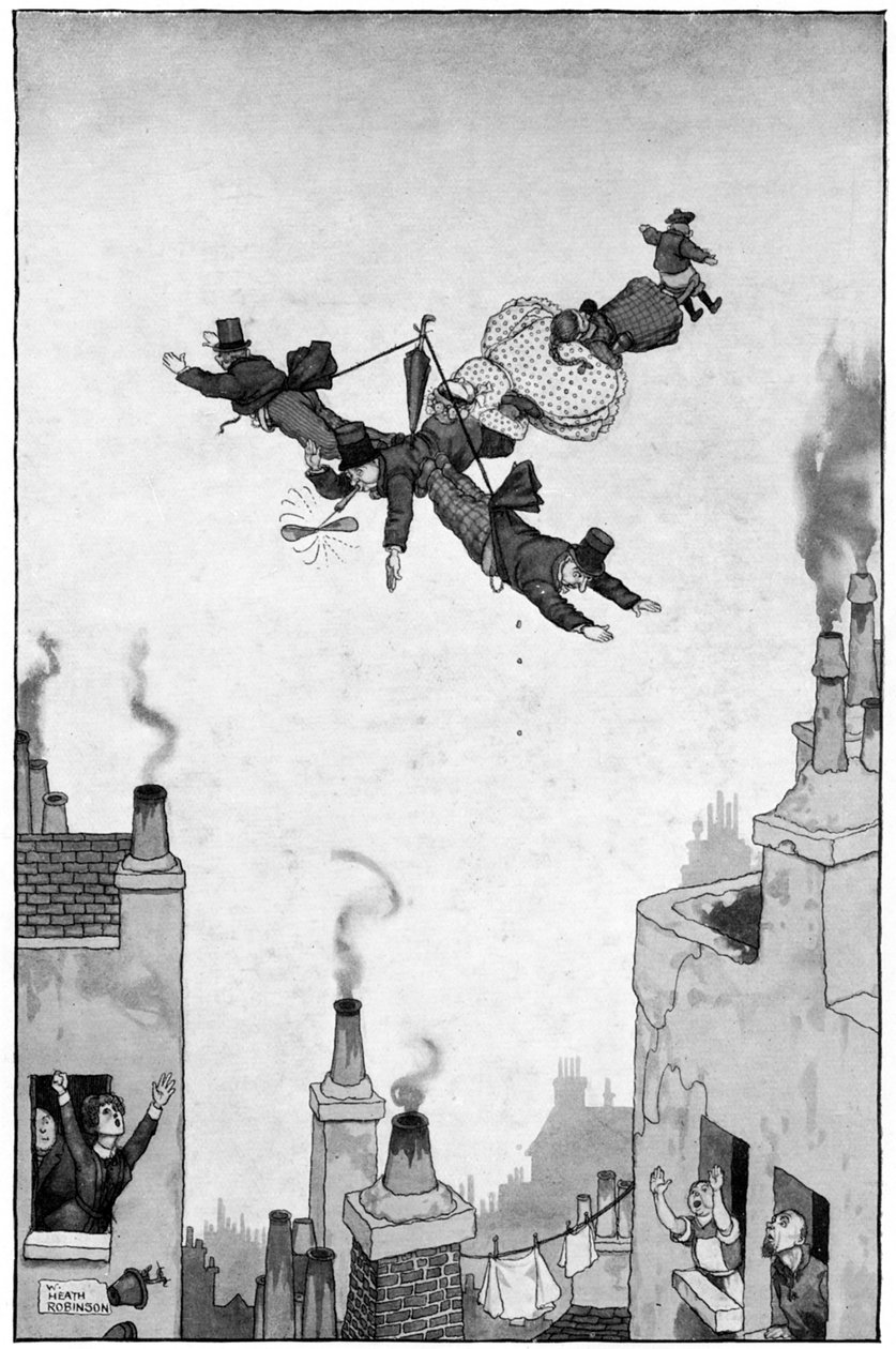 Humor van het Vliegen, ca. 1920 door William Heath Robinson