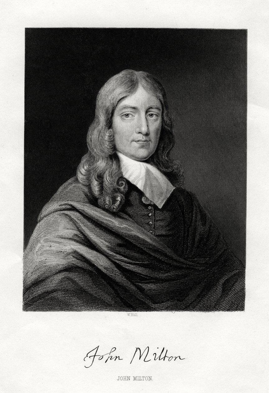 John Milton, Engelse dichter, 19e eeuw door W. Holl