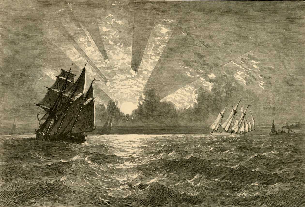 Zonsondergang, Lake Michigan door W. J. Linton