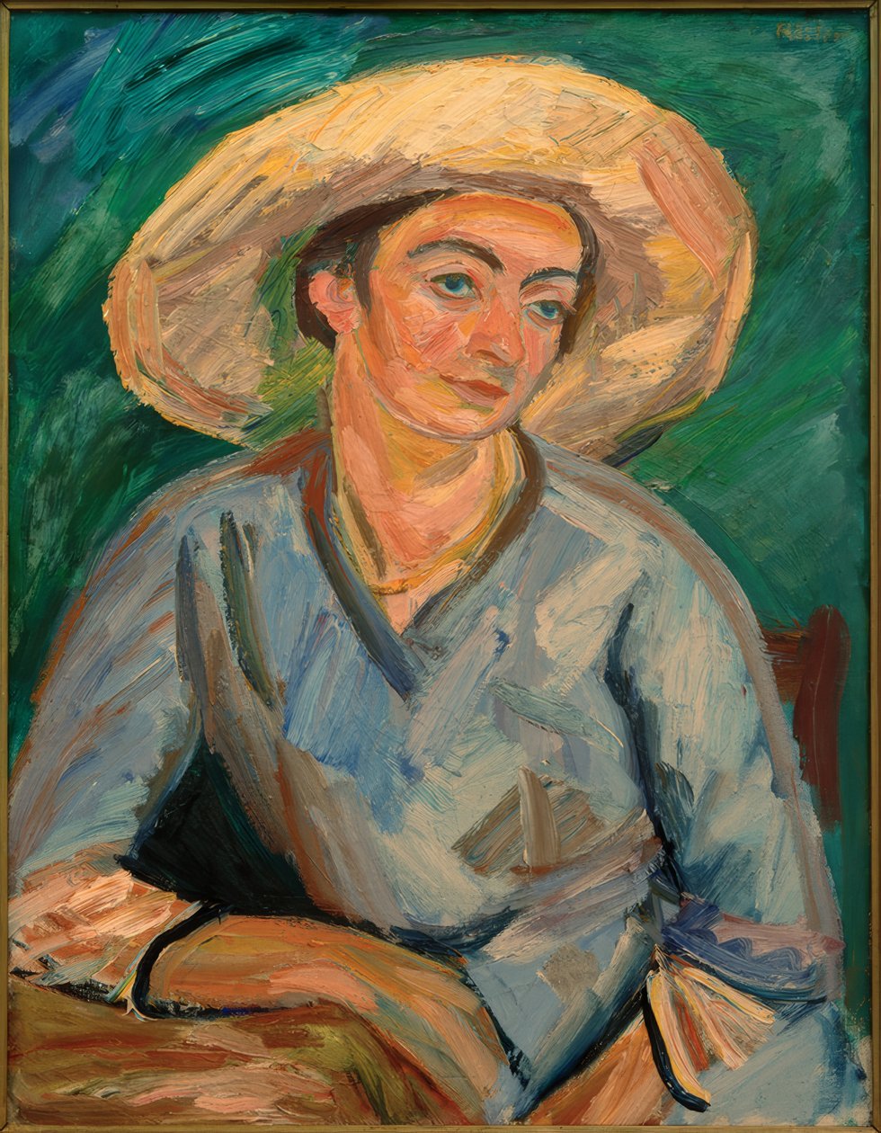 Vrouw met hoed (Oda Rösler) door Waldemar Rosler