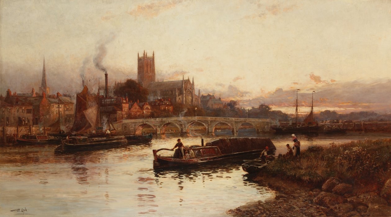 Uitzicht op Worcester, 1890 door Walker Stuart Lloyd
