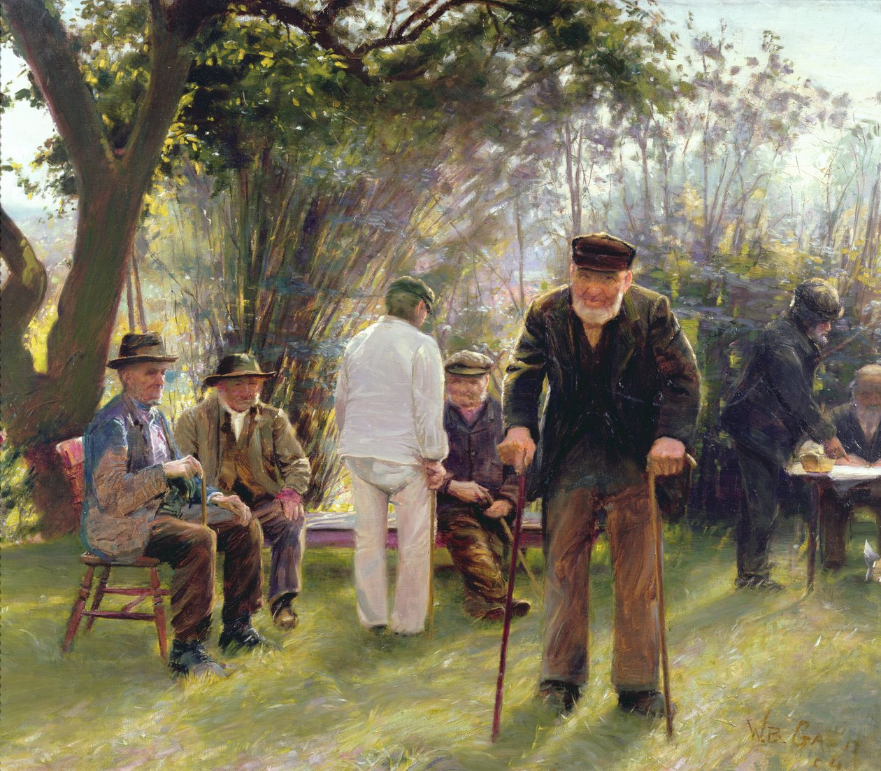 Oude mannen in Rockingham Park, 1904 door Walter Bonner Gash