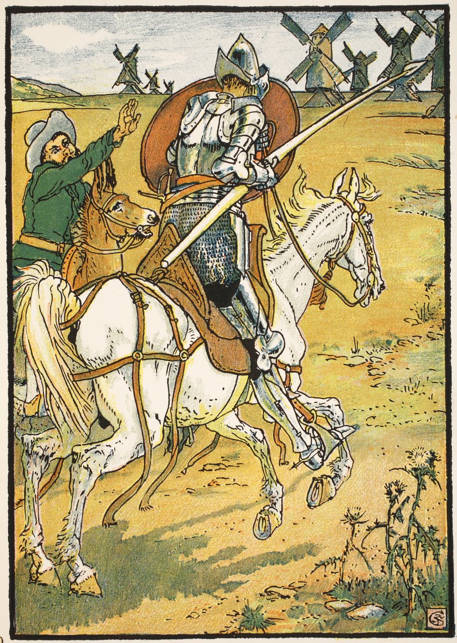 Don Quichot en de Windmolens, illustratie uit 