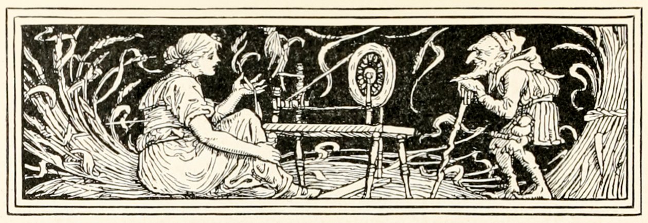 Rumpelstiltskin en de Dochter van de Molenaar uit Rumpelstiltskin door Walter Crane