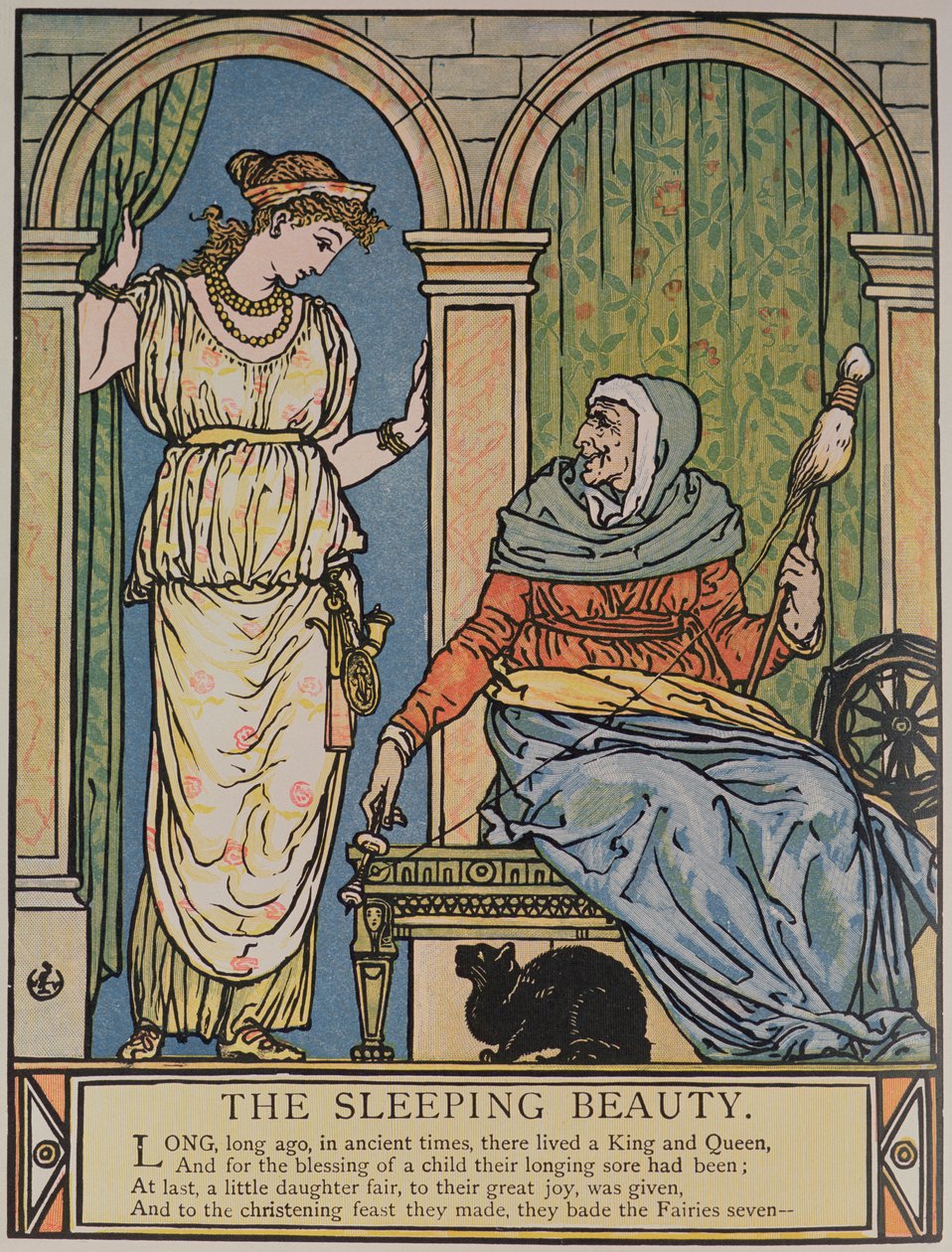De prinses en de oude vrouw met het spinnewiel, illustratie voor 