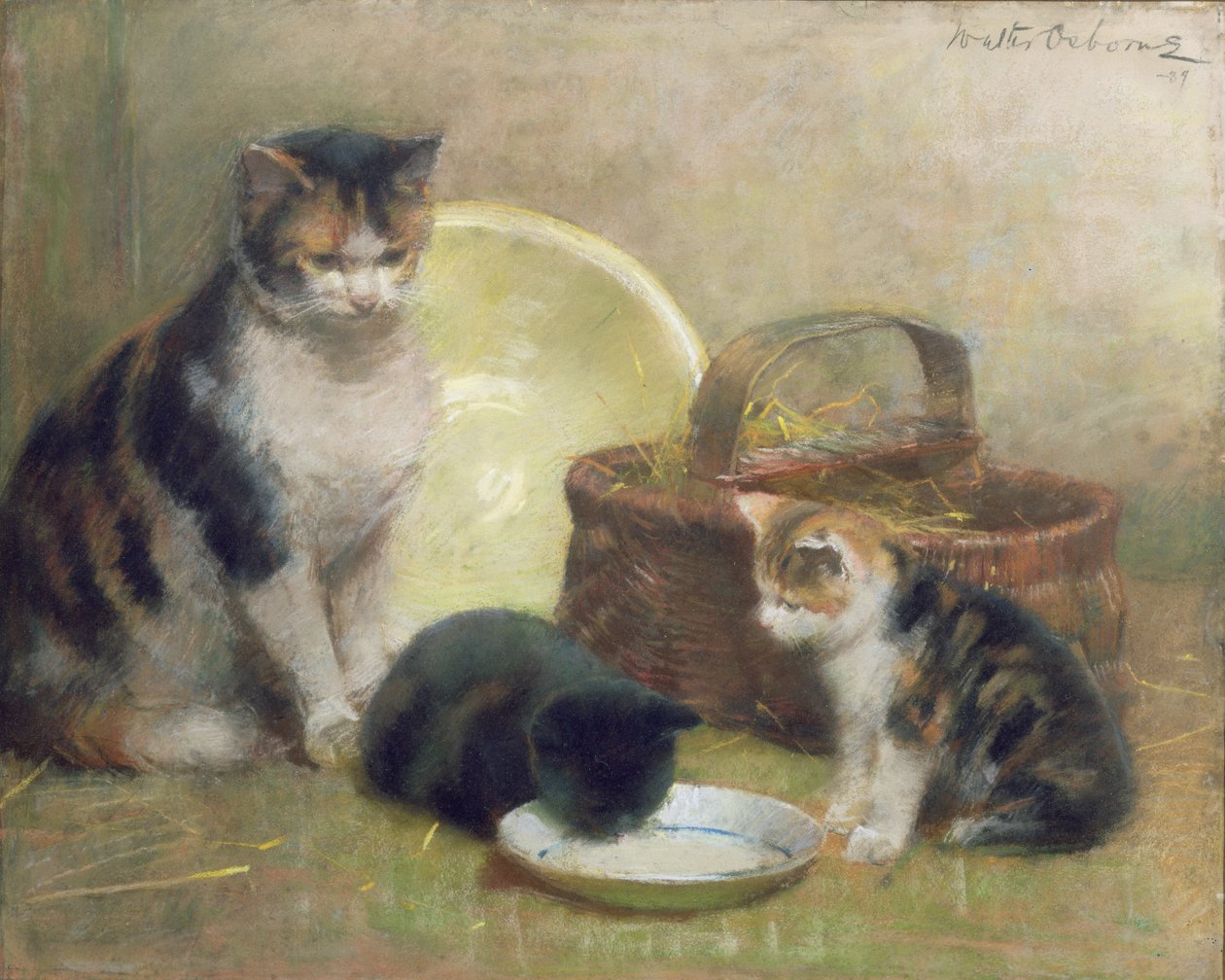 Kat en Kittens, 1889 door Walter Frederick Osborne