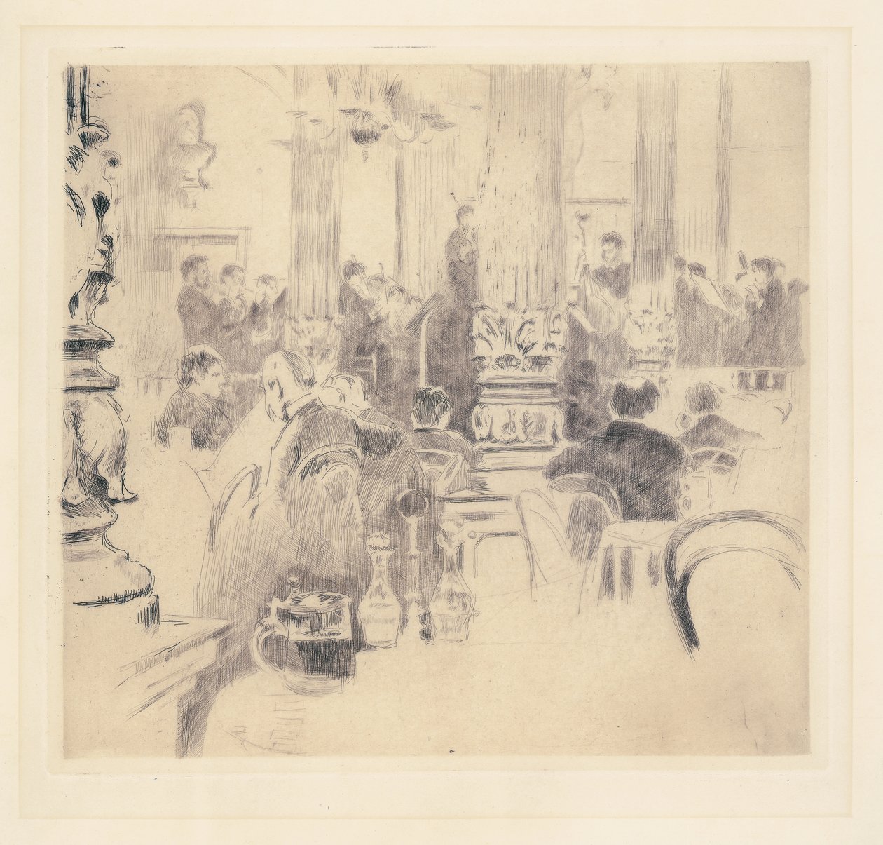 Engels Café, München, 1886 door Walter Richard Sickert