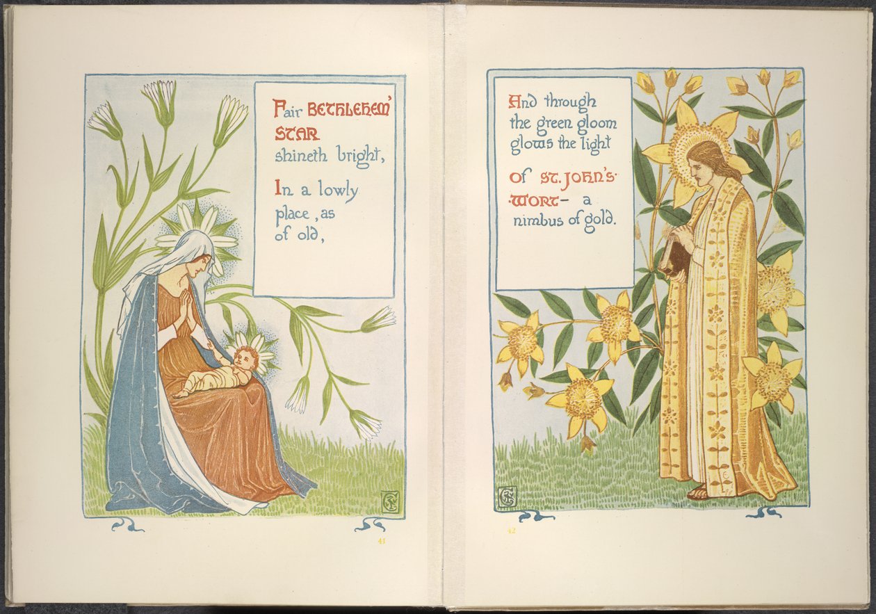 Ster van Bethlehem en Sint-Janskruid door Walter Crane