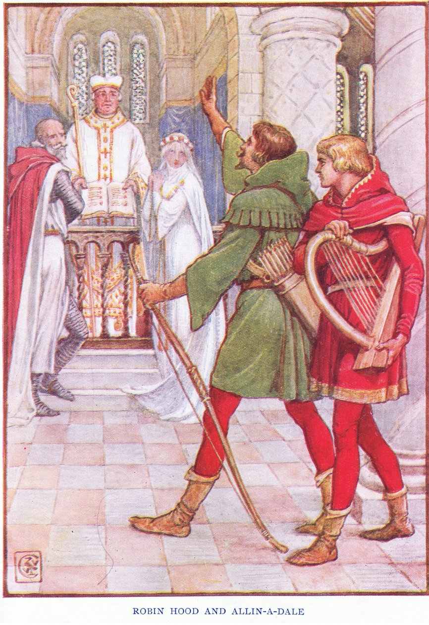 Robin Hood en Alan-a-Dale, c.1920 door Walter Crane