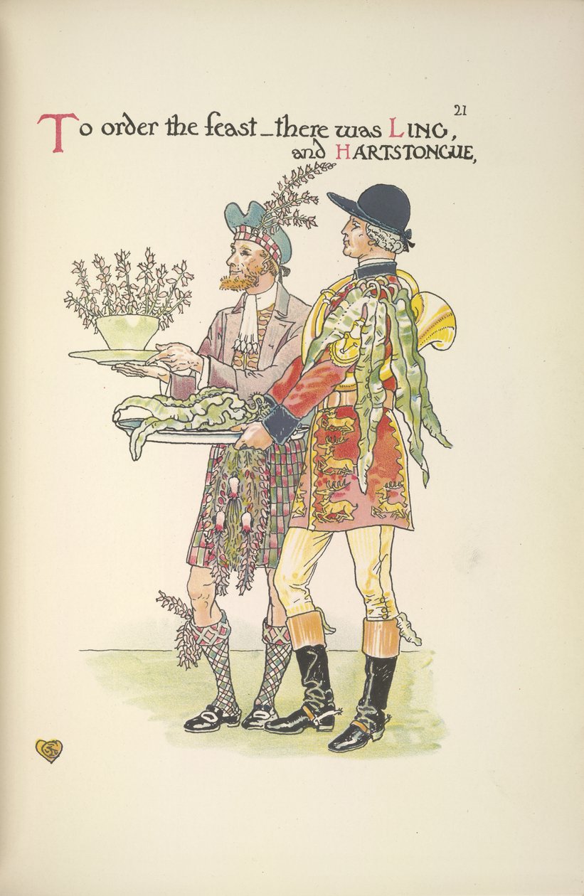 Twee bedienden, Ling en Hartstongue door Walter Crane