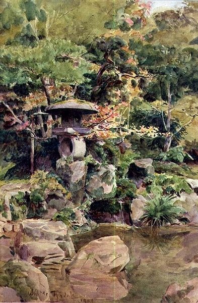 Tuin in Ashinoyu door Walter Frederick Roofe Tyndale