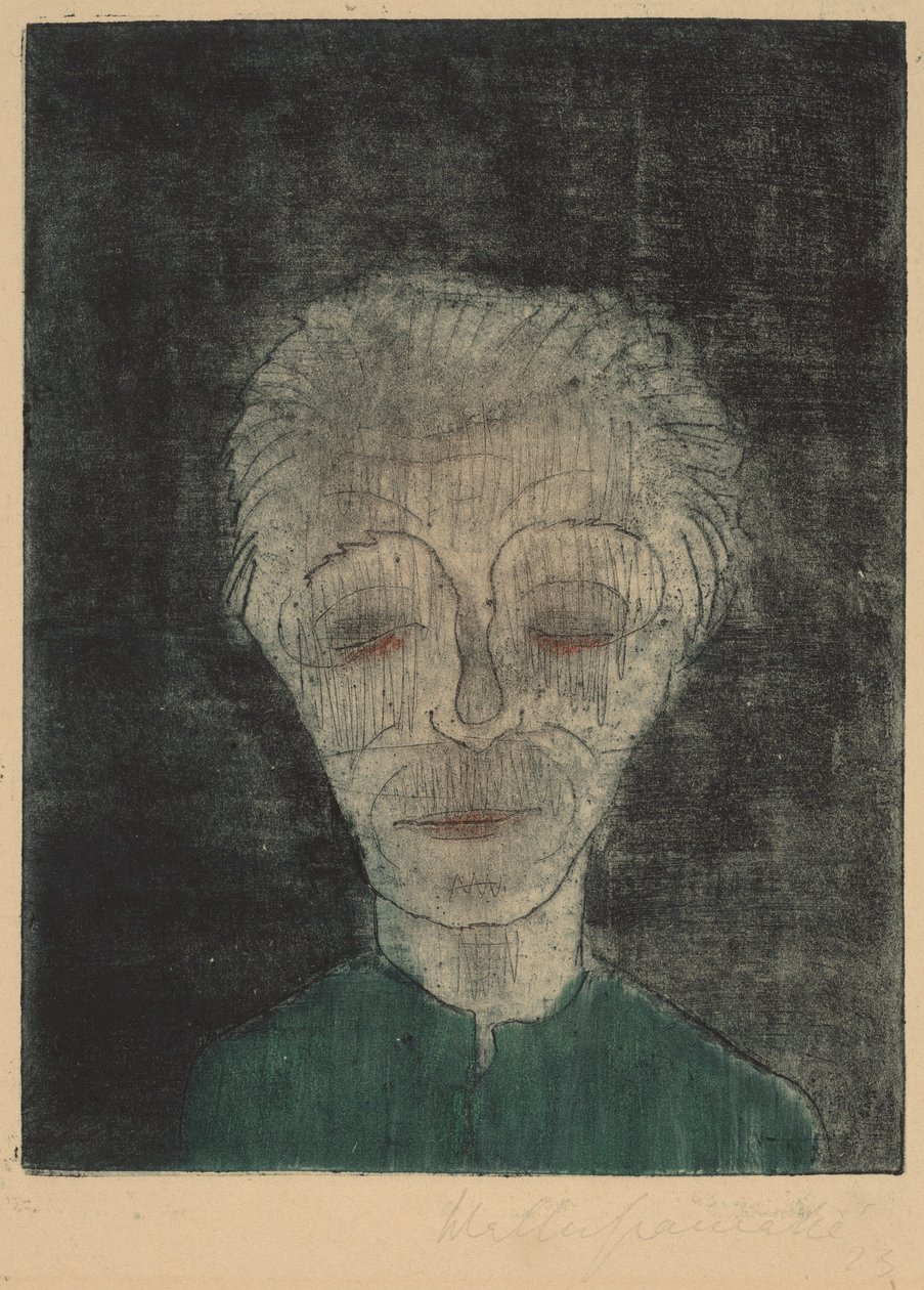 Vermoeide Man (Zelfportret), 1923 door Walter Gramatte